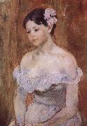 Berthe Morisot The girl wearing the fresh flowers oil painting on canvas
